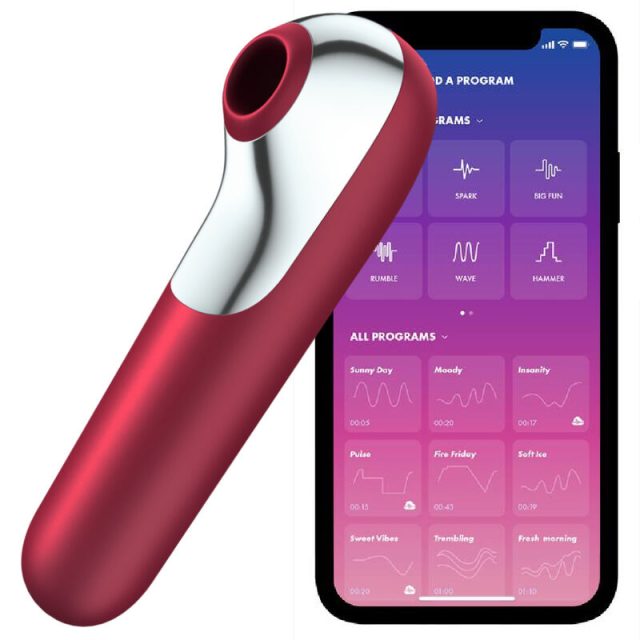 SATISFYER DUAL LOVE VIBRADOR Y SUCCIONADOR CON AIRE PULSADO ROJO 1